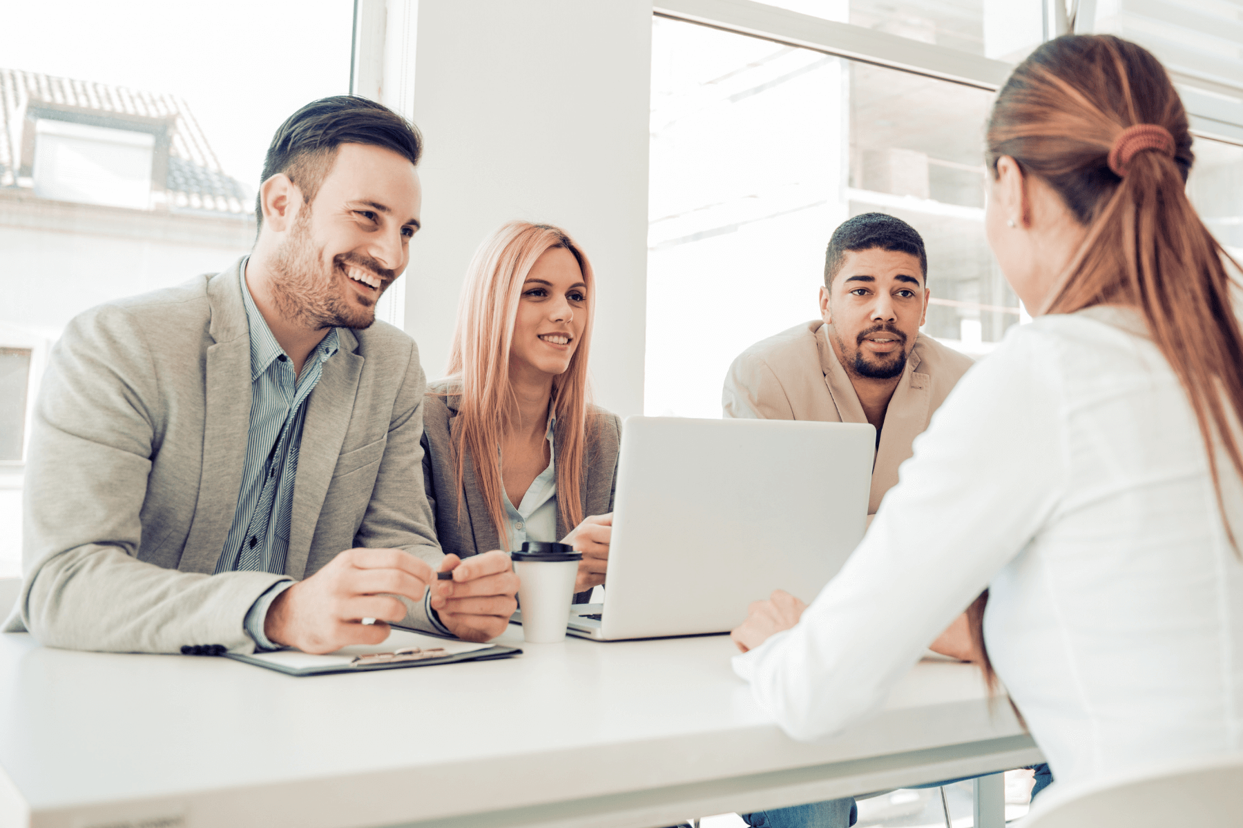 confident woman interviews for a job