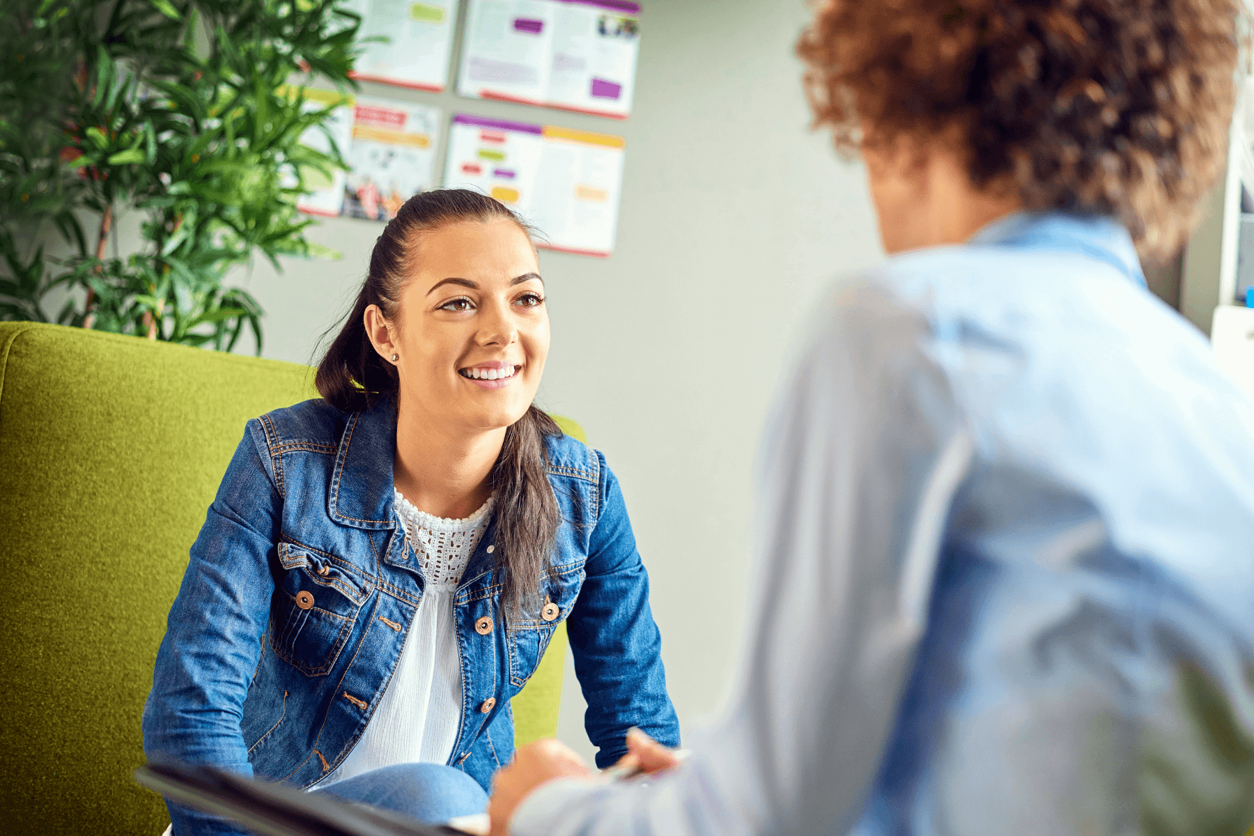 Young student talks to her career counsellor